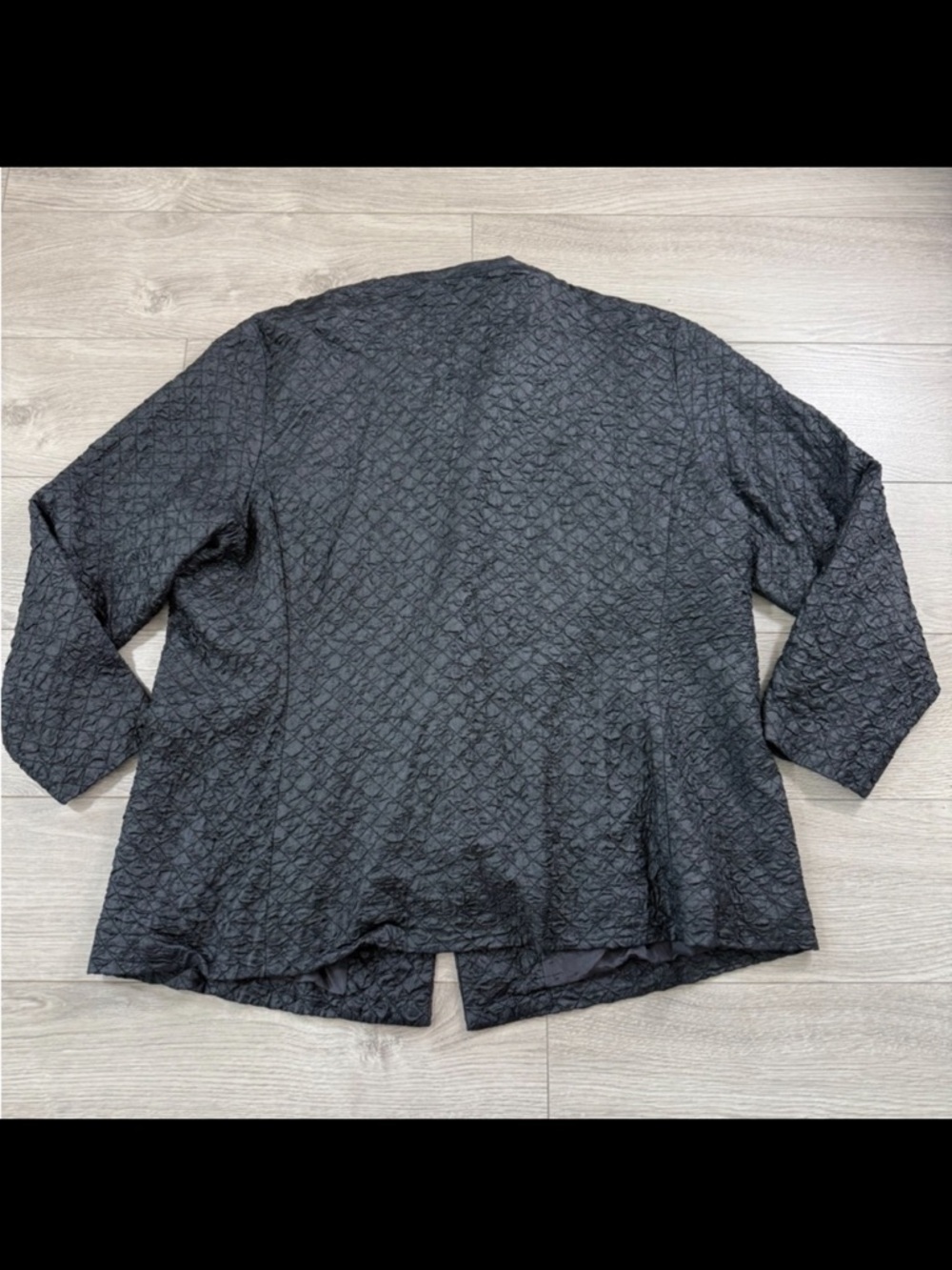 Eileen Fisher Black Textured Jacket Lagenlook Oversized Open Front - Picture 3 of 8